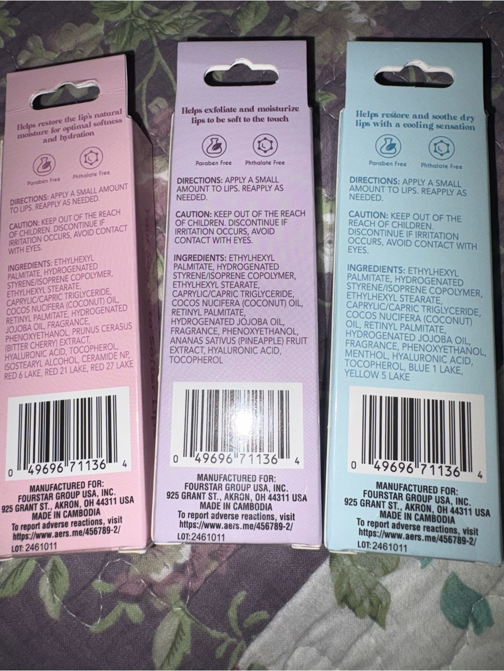 b-pure Hydrating, Exfoliating & Cooling Lip Serums - Pink, Purple, Teal - Picture 2 of 2